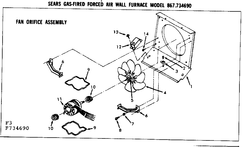 Fan orifice assembly Diagram and Parts List for 867734690  Frigidaire Furnace