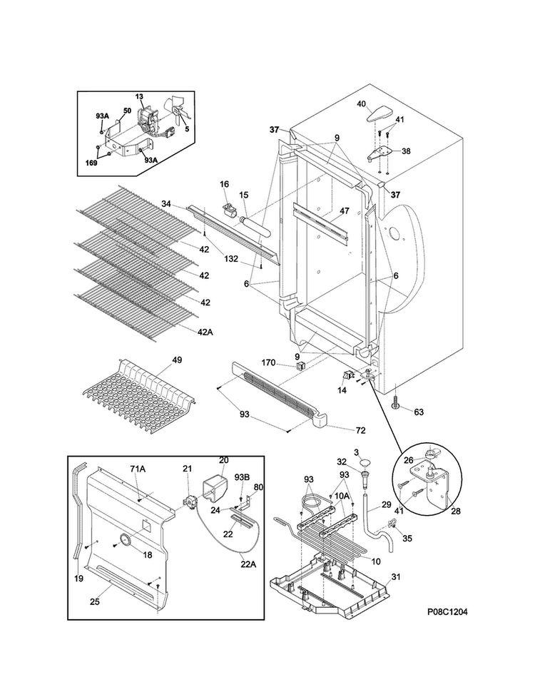 Cabinet Diagram and Parts List for 25360722014  Kenmore Refrigerator