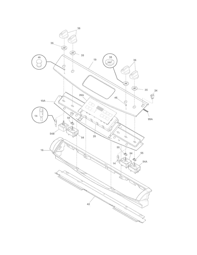 Backguard Diagram and Parts List for FFES3025PSA  Frigidaire Range