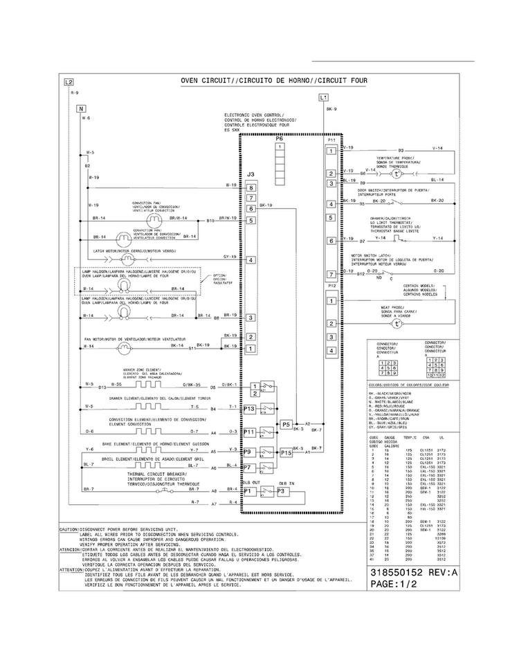 Wiring Diagram Diagram and Parts List for FPES3085KFE  Frigidaire Range