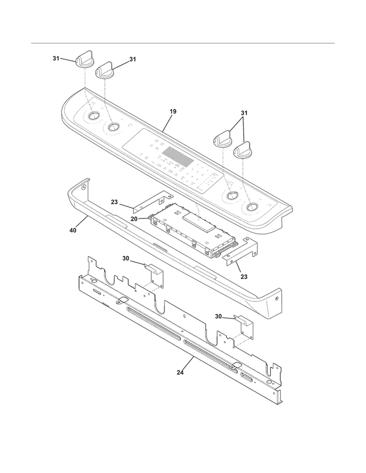 Backguard Diagram and Parts List for CGDS3065KF6  Frigidaire Range