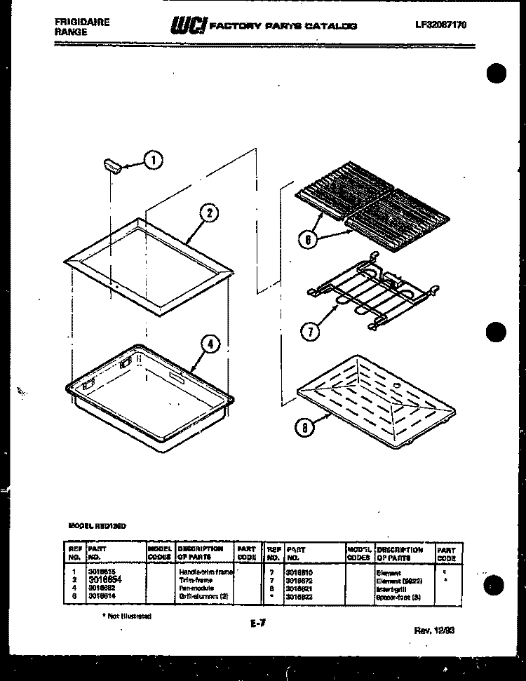 OPTIONAL KIT Diagram and Parts List for RBD139D0  Frigidaire Cooktop