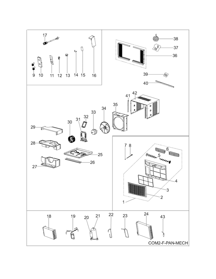 Recommended Spare Parts Diagram and Parts List for CRA122CT112  Frigidaire Air Conditioner
