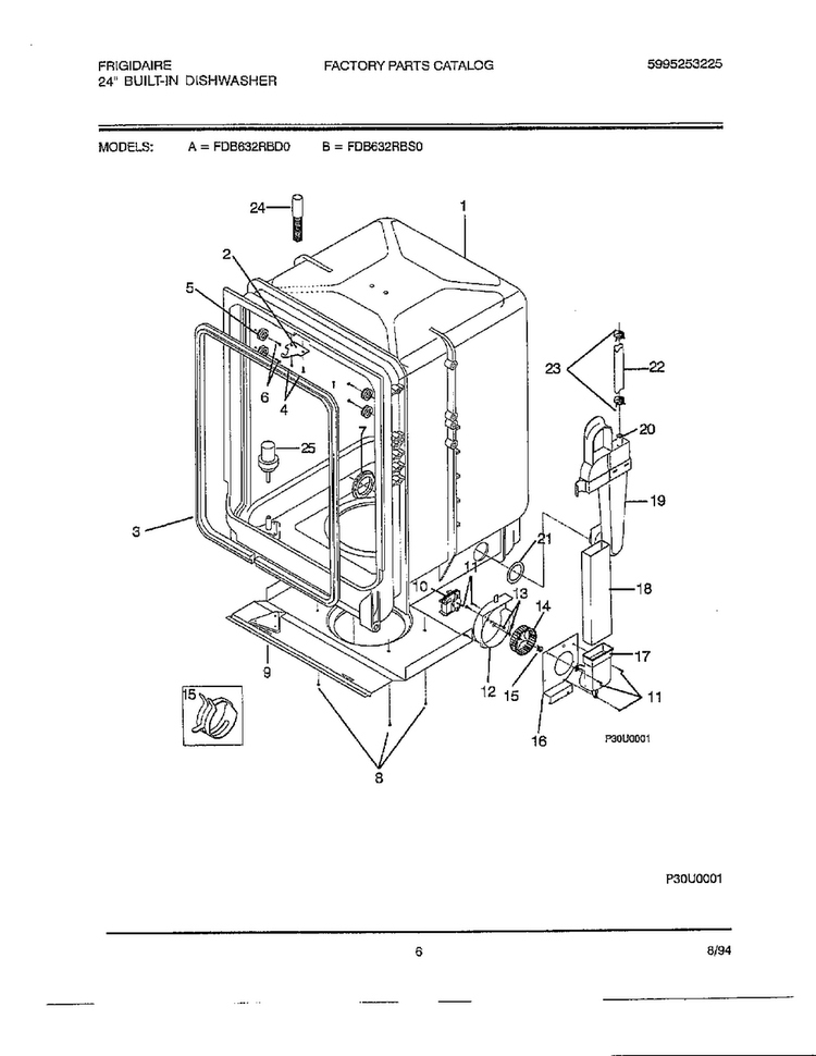 24" Built In Dishwasher Page 5 Diagram and Parts List for 763  Frigidaire Dishwasher