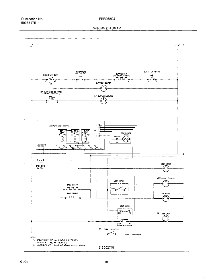 WIRING DIAGRAM Diagram and Parts List for FEFS68CJTB  Frigidaire Range