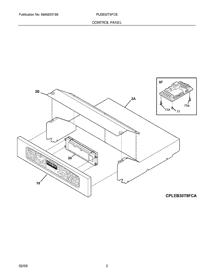 CONTROL PANEL Diagram and Parts List for PLEB30T9FCE  Frigidaire Wall Oven
