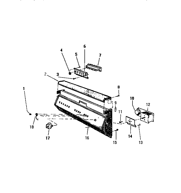 CONTROL PANEL Diagram and Parts List for SU777EXR3  Frigidaire Dishwasher
