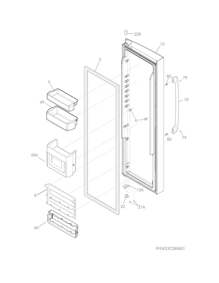 Refrigerator Door Diagram and Parts List for EW23CS75QS0  Electrolux Refrigerator