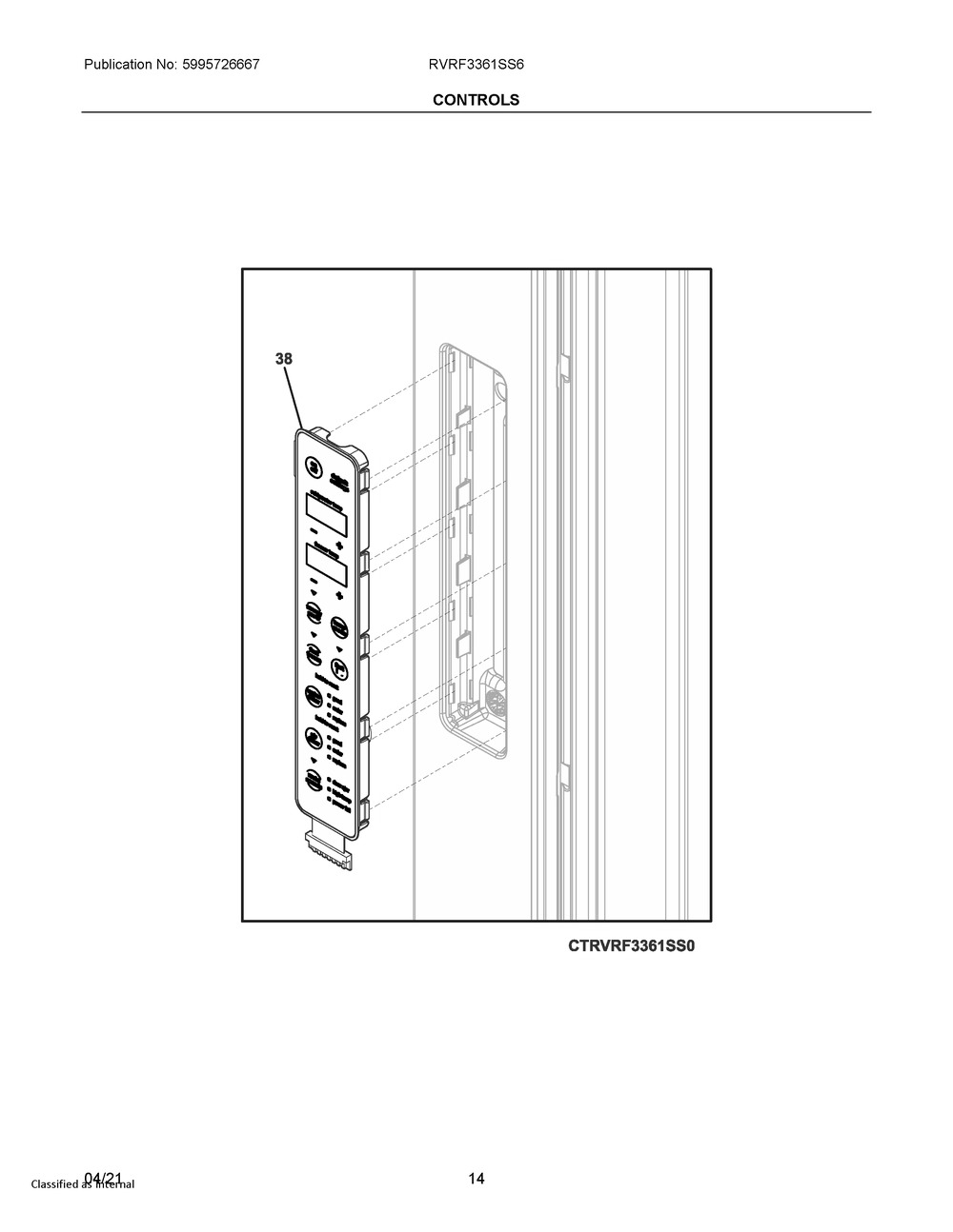Controls Diagram and Parts List for RVRF3361SS6  Frigidaire Refrigerator