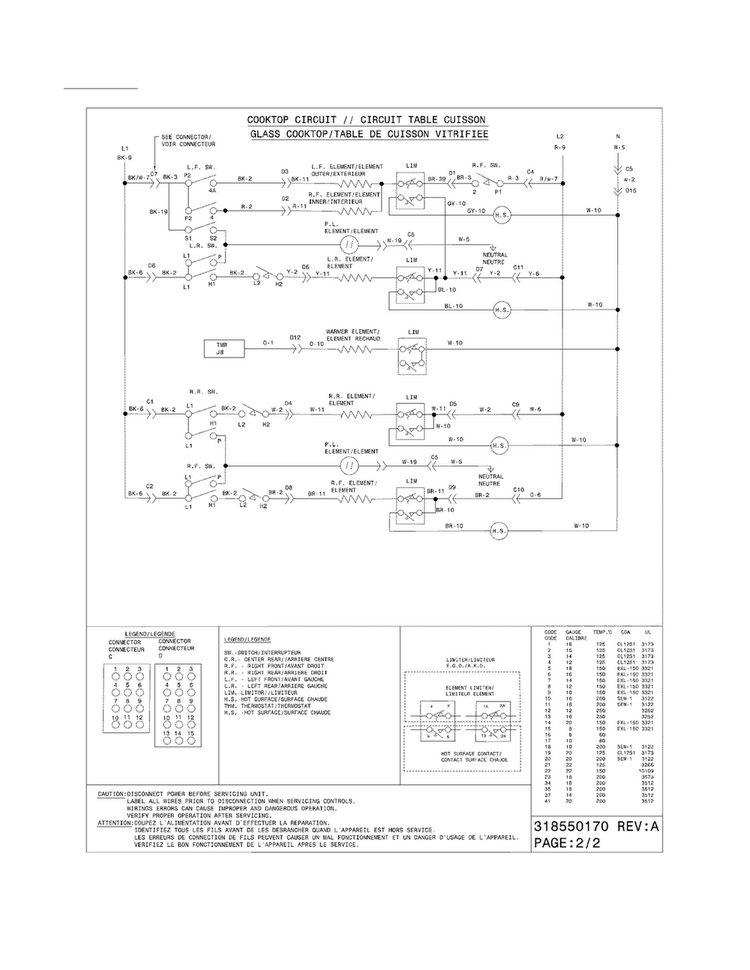 Wiring Diagram Diagram and Parts List for FGES3045KBE  Frigidaire Range