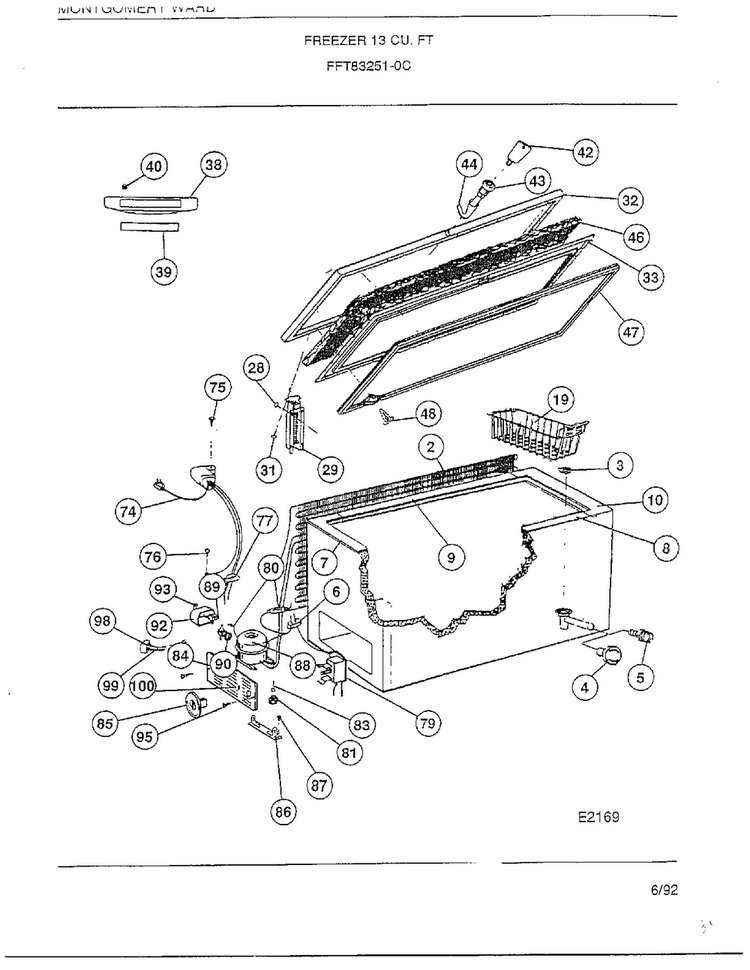 Freezer 13 Cubic Feet Diagram and Parts List for 83251-0C  Frigidaire Freezer