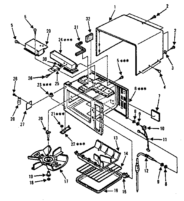 Cabinet Parts Diagram and Parts List for 5648824681  Kenmore Microwave