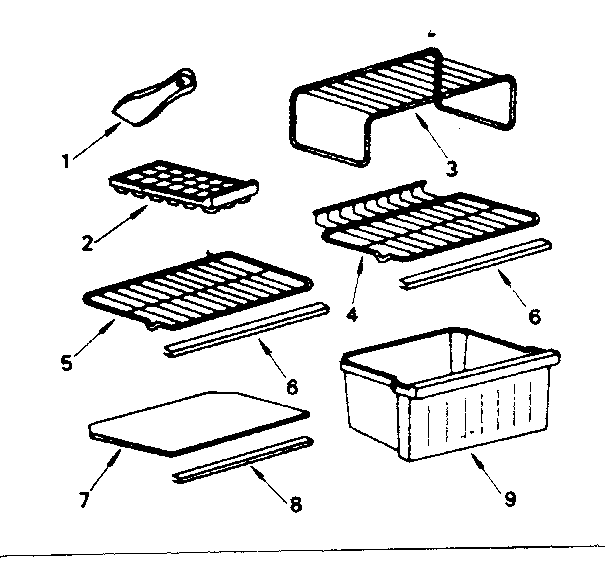 Shelves And Accessories Diagram and Parts List for 5648650180  Kenmore Refrigerator