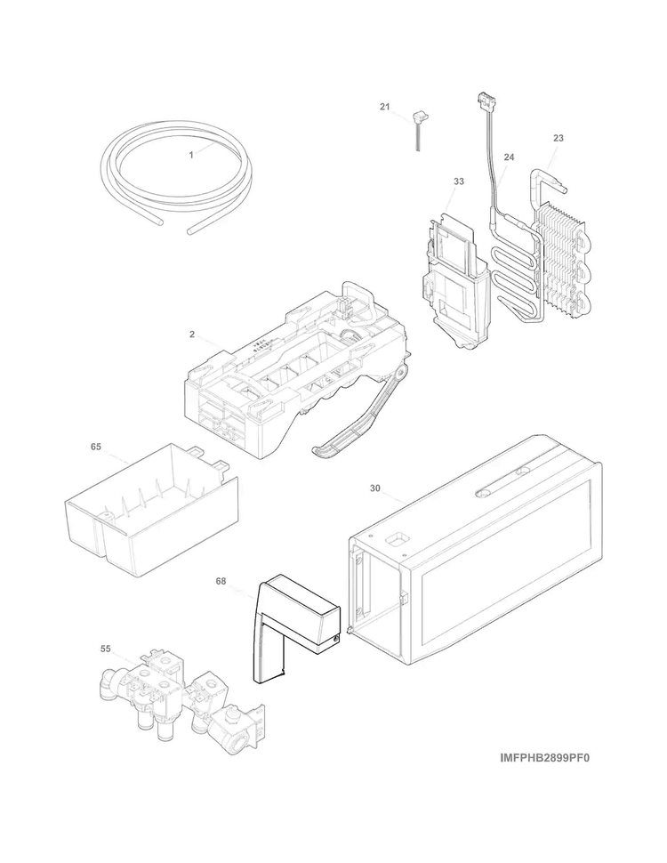 Ice Maker Diagram and Parts List for FFHB2740PE8A  Frigidaire Refrigerator