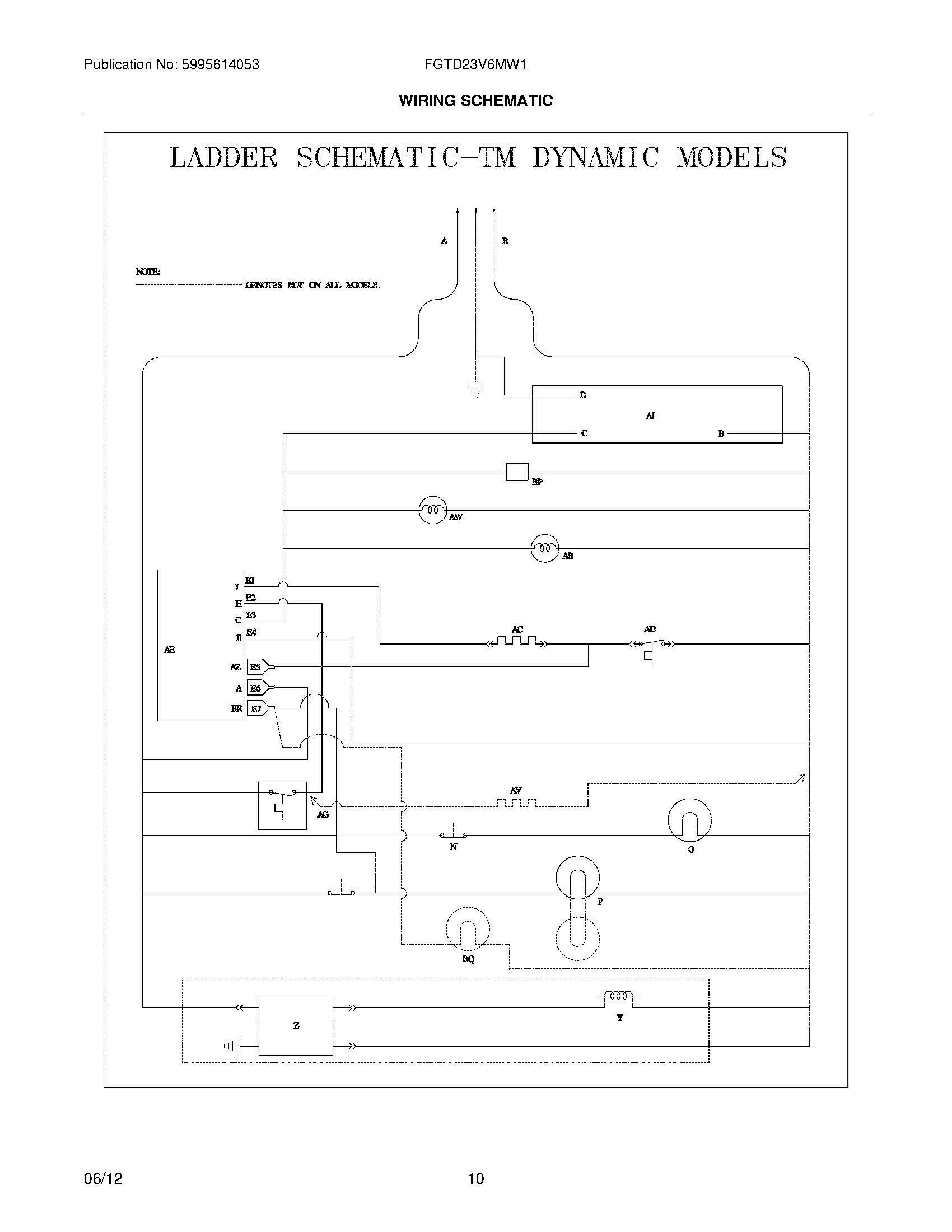 10 - WIRING SCHEMATIC Diagram and Parts List for FGTD23V6MW1  Frigidaire Refrigerator