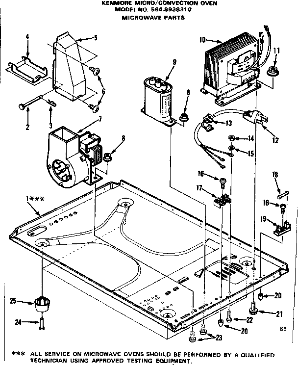 Convection Oven/microwave Parts Diagram and Parts List for 5648938310  Kenmore Microwave