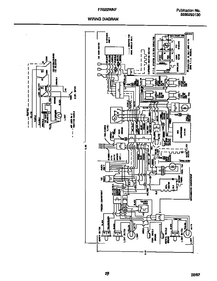 WIRING DIAGRAM Diagram and Parts List for FRS22WNFD0  Frigidaire Refrigerator