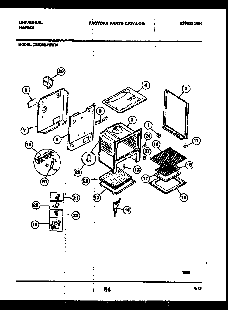 BODY PARTS Diagram and Parts List for CE302BP2D1  Frigidaire Range