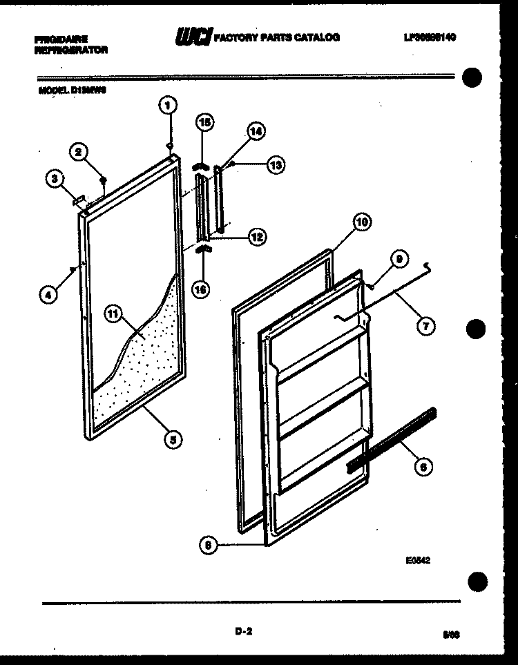 DOOR PARTS Diagram and Parts List for D13MF8  Frigidaire Refrigerator