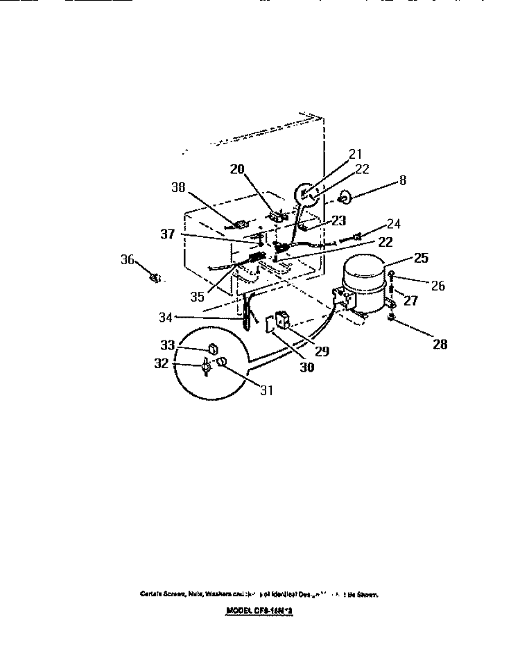 COMPRESSOR, ELECTRICAL CONTROLS Diagram and Parts List for CFS16MW3  Frigidaire Freezer