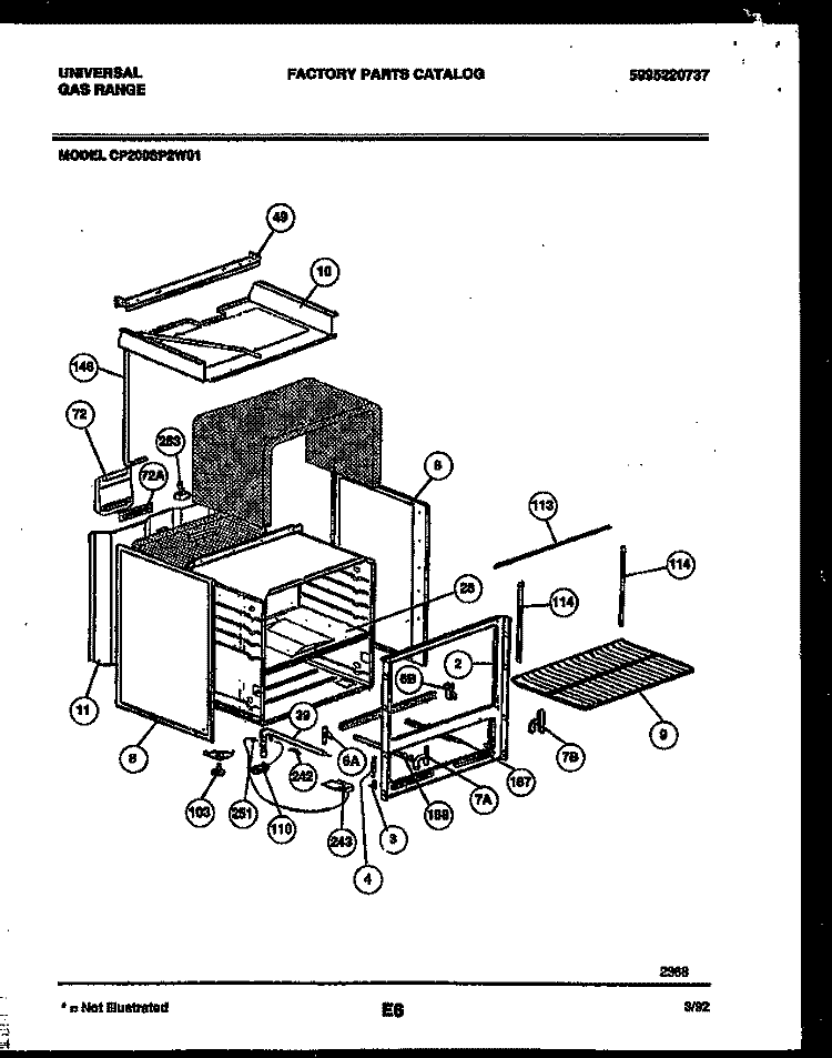 BODY PARTS Diagram and Parts List for CP200SP2W1  Frigidaire Range