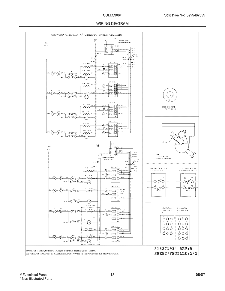 WIRING DIAGRAM Diagram and Parts List for CGLES389FS3  Frigidaire Range