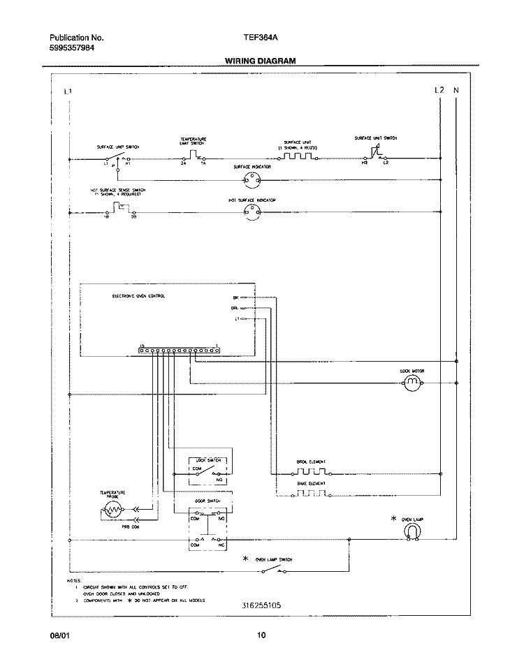 WIRING DIAGRAM Diagram and Parts List for TEF364AQB  Tappan Range
