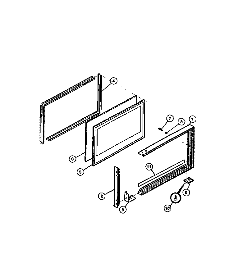 UPPER OVEN DOOR Diagram and Parts List for 73-7857-66-03  Tappan Range