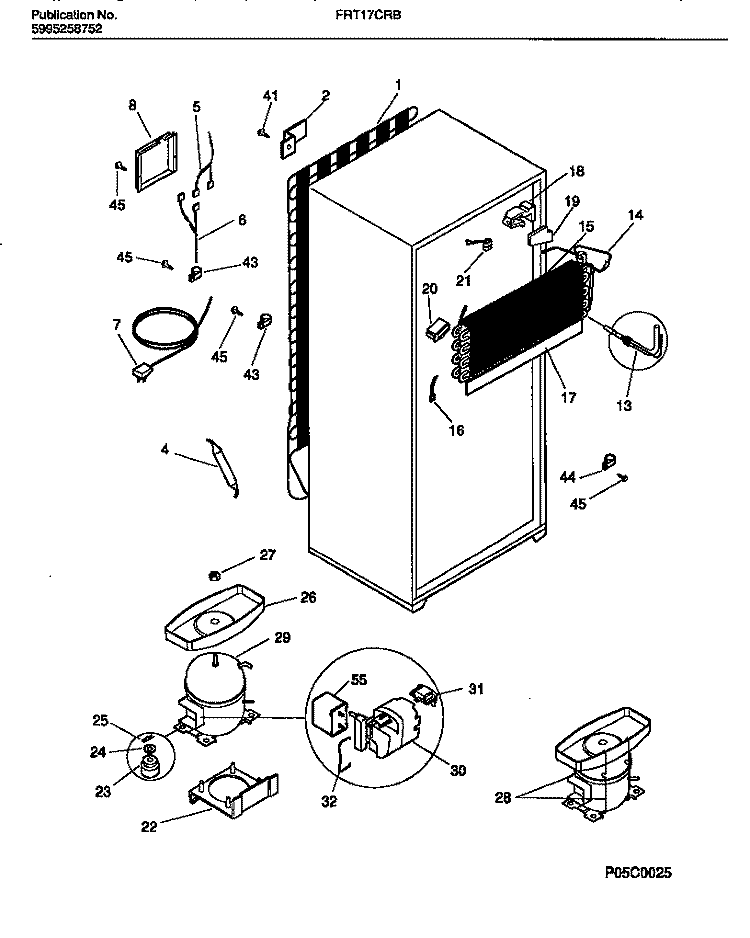 COOLING SYSTEM Diagram and Parts List for FRT17CRBD2  Frigidaire Refrigerator