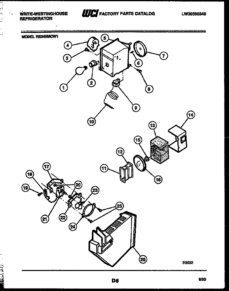 REFRIGERATOR CONTROL ASSEMBLY, DAMP Diagram and Parts List for RS249MCD1  Frigidaire Refrigerator