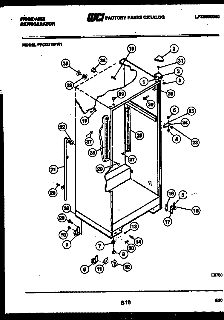 CABINET PARTS Diagram and Parts List for FPCI21TIFA1  Frigidaire Refrigerator