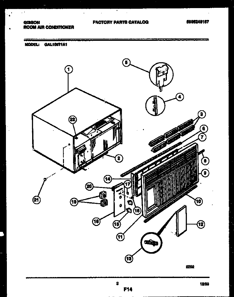 CABINET PARTS Diagram and Parts List for GAL108T1A1  Gibson Air Conditioner