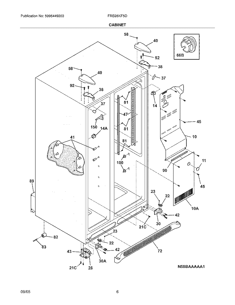 CABINET Diagram and Parts List for FRS26KF5DB9  Frigidaire Refrigerator