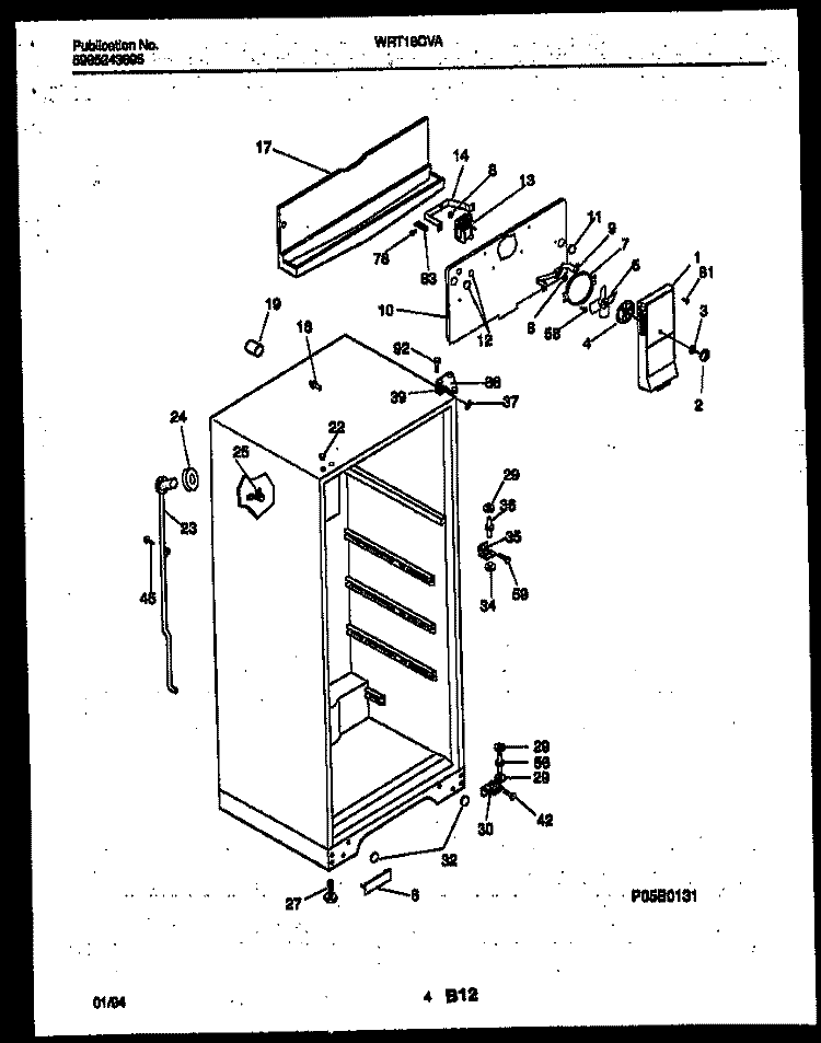 CABINET PARTS Diagram and Parts List for WRT18CVAZ0  Frigidaire Refrigerator