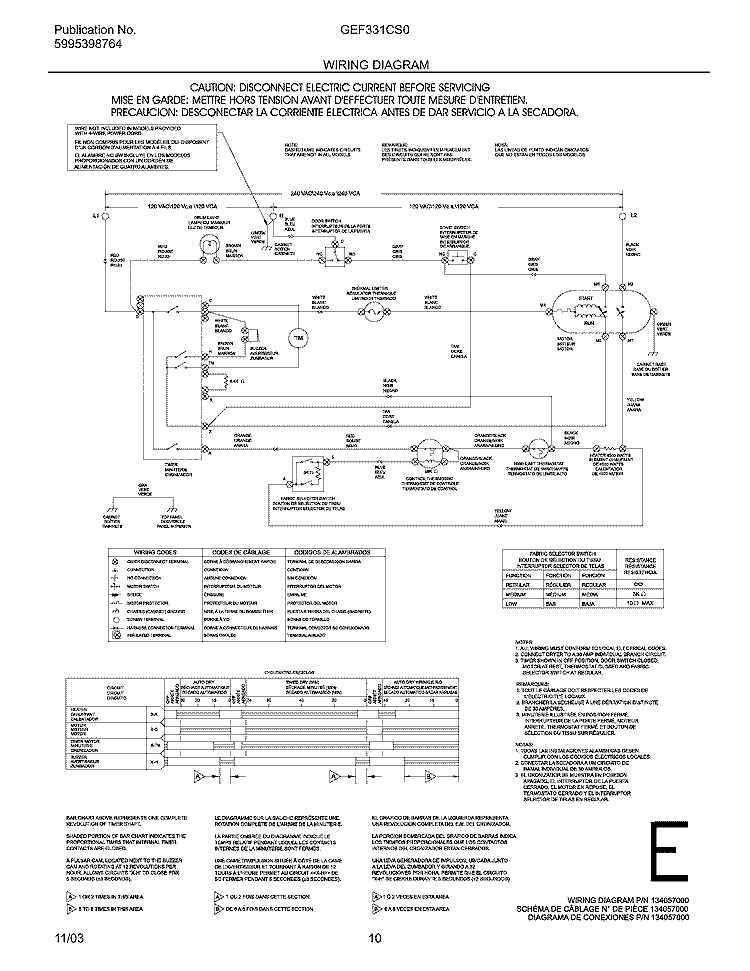 WIRING DIAGRAM Diagram and Parts List for GEF331CS0  Gibson Dryer