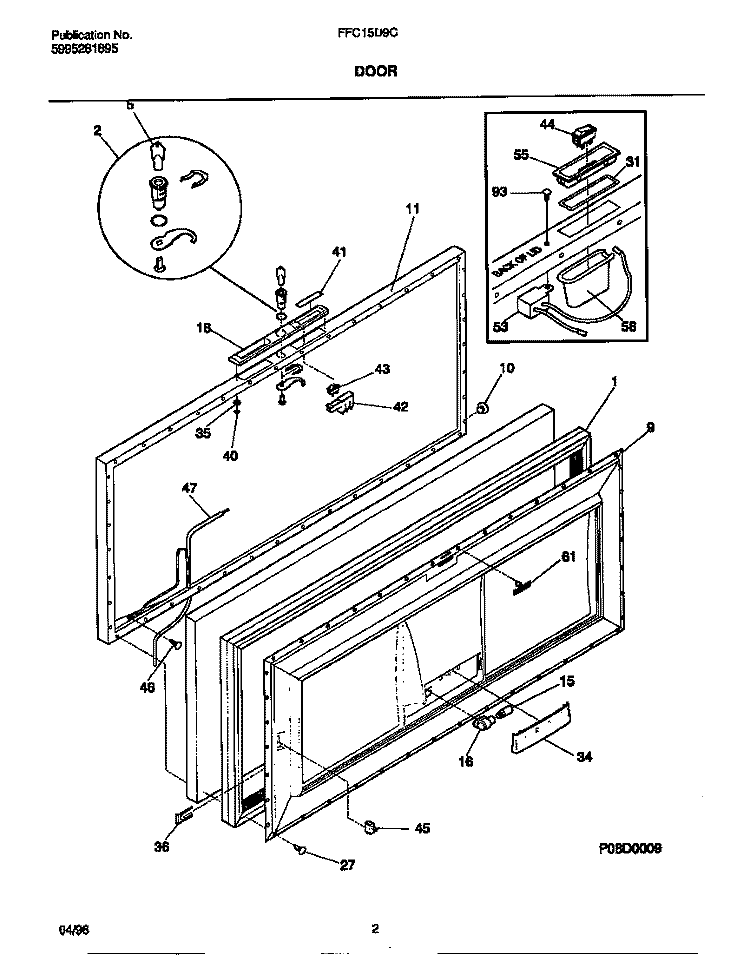 DOOR Diagram and Parts List for FFC15D9CW1  Frigidaire Freezer