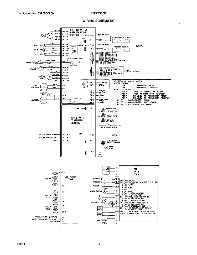 WIRING SCHEMATIC Diagram and Parts List for EI23CS35KS0  Electrolux Refrigerator