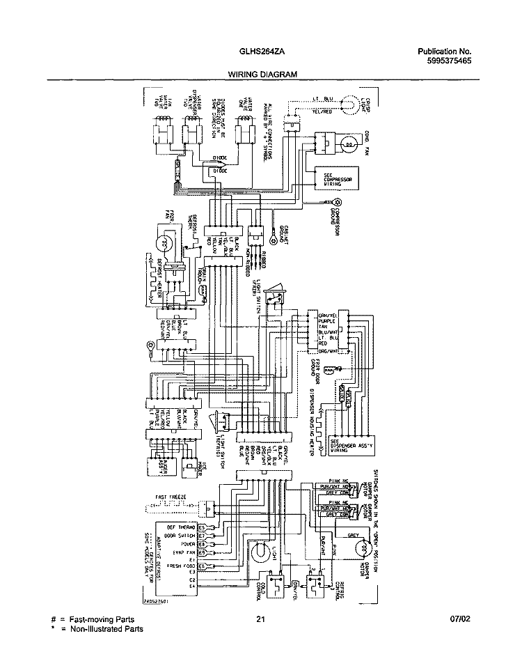 WIRING DIAGRAM Diagram and Parts List for GLHS264ZAW3  Frigidaire Refrigerator