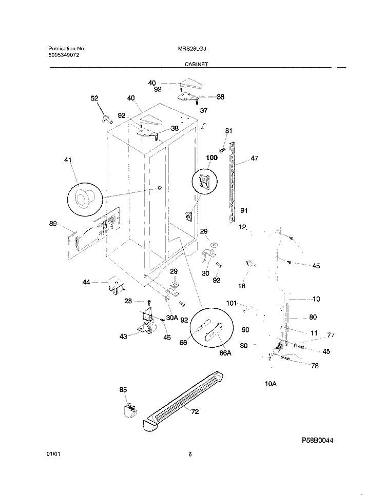 CABINET Diagram and Parts List for MRS26LGJQ3  Uni Refrigerator