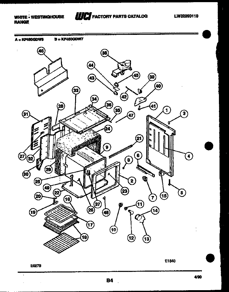BODY PARTS Diagram and Parts List for KF460GDH6  Frigidaire Range
