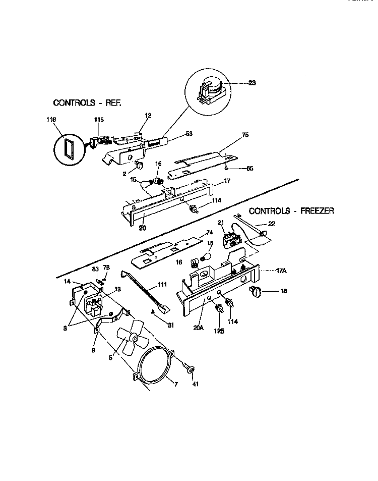 CONTROLS Diagram and Parts List for MRS22WRCD0  Frigidaire Refrigerator