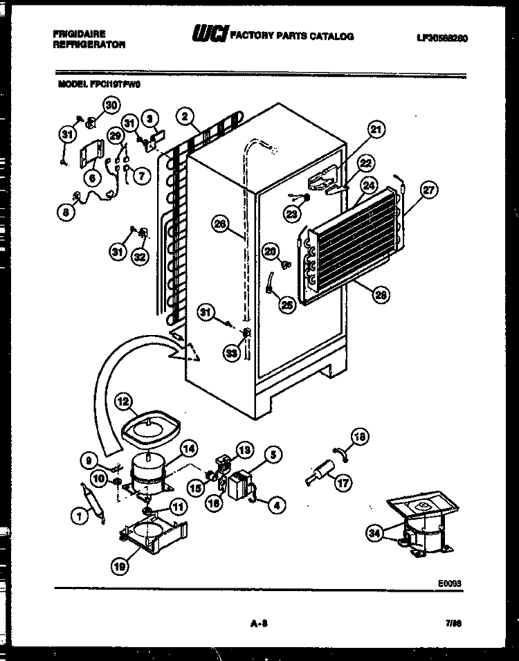 SYSTEM AND AUTOMATIC DEFROST PARTS Diagram and Parts List for FPCI19TFH0  Frigidaire Refrigerator