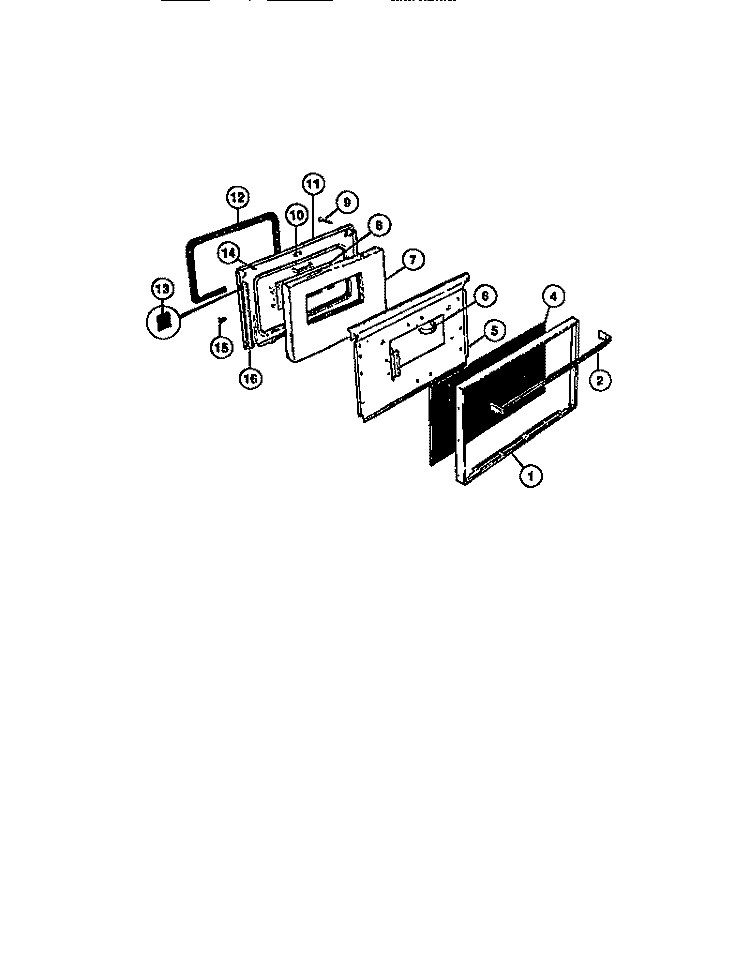 OVEN DOOR, PANELS Diagram and Parts List for GCG34BNL1  Frigidaire Range