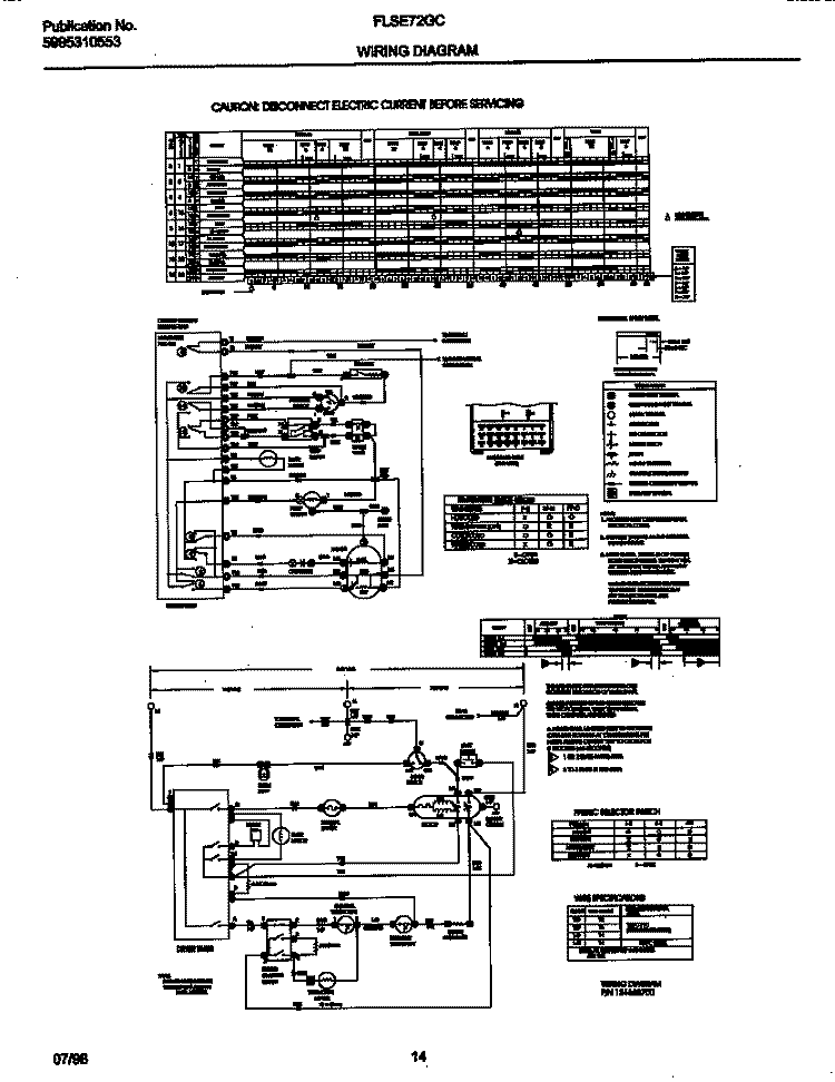 WIRING DIAGRAM Diagram and Parts List for FLSE72GCS9  Frigidaire Washer Dryer Combo