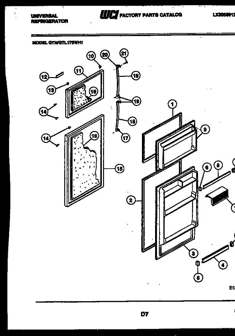 DOOR PARTS Diagram and Parts List for AGTL175WH1-57  Uni Refrigerator