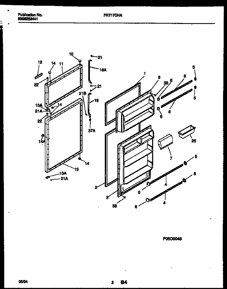 DOOR PARTS Diagram and Parts List for FRT17CHAW0  Frigidaire Refrigerator