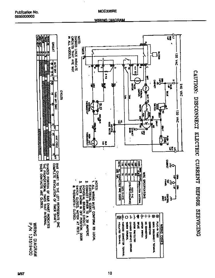 WIRING DIAGRAM Diagram and Parts List for MDE336RED1  Frigidaire Dryer