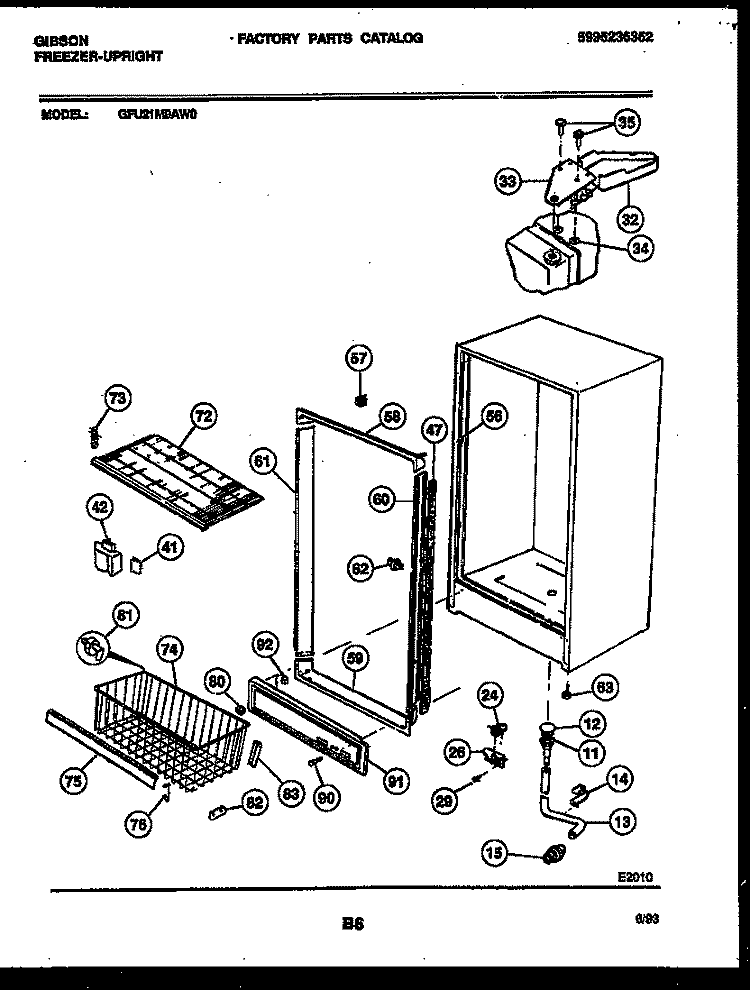 CABINET PARTS Diagram and Parts List for GFU21M9AW0  Gibson Freezer