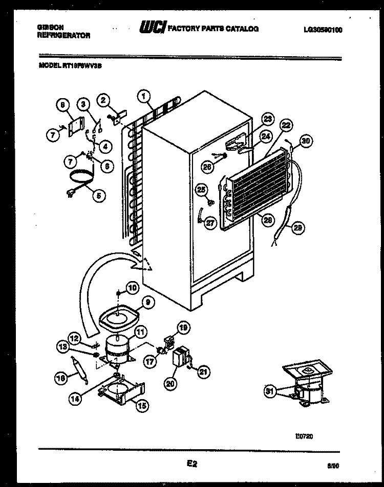SYSTEM AND AUTOMATIC DEFROST PARTS Diagram and Parts List for RT19F6WV3B  Gibson Refrigerator