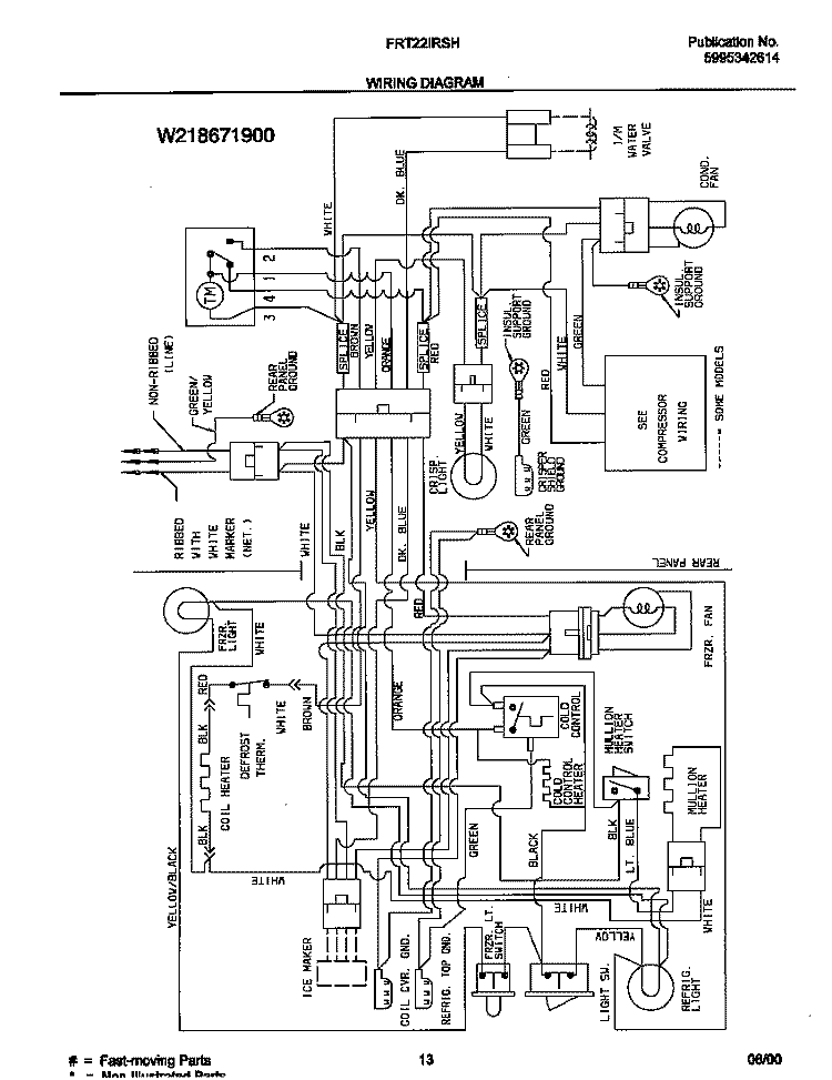 WIRING DIAGRAM Diagram and Parts List for FRT22IRSHB4  Frigidaire Refrigerator